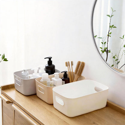 Yeqqzq 12 Pcs Plastic Storage Bins, Storage Basket with Handles, Toy Organizers and Storage Containers for Home Cupboard Kitchen Office Bathroom