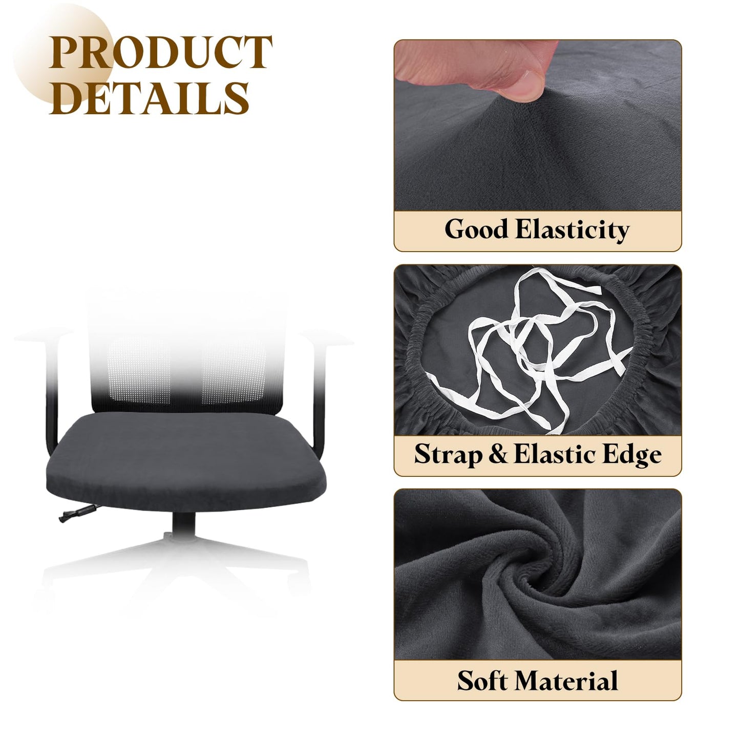 sourcing map Office Chair Cover, Stretchable Soft Rotating Chair Slipcover Washable Desk Computer Seat Cover Protector for Office Home, L(45-48cm)