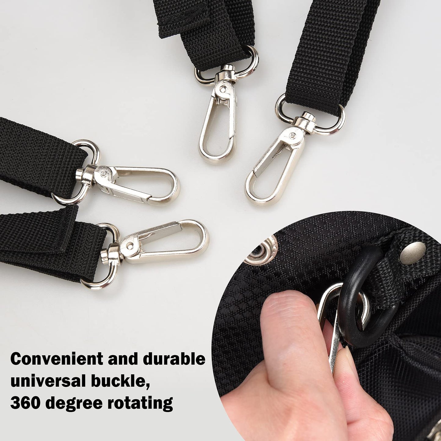 Big Teeth Golf Cart Bag Straps Replacement Shoulder Padded Comfortable Nylon Adjustable Universal All Black 4 Hooks