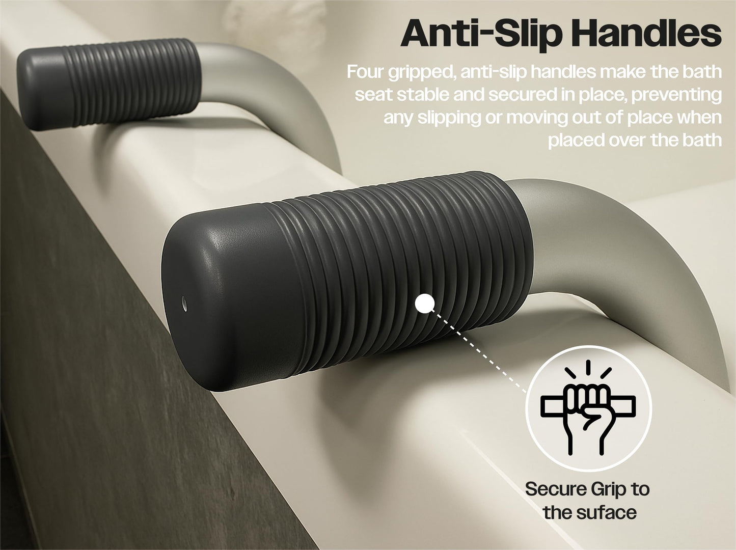 Aidapt Suspended Bath Seat with Telescopic Arms – Adjustable 73–83cm | Non-Slip Handles