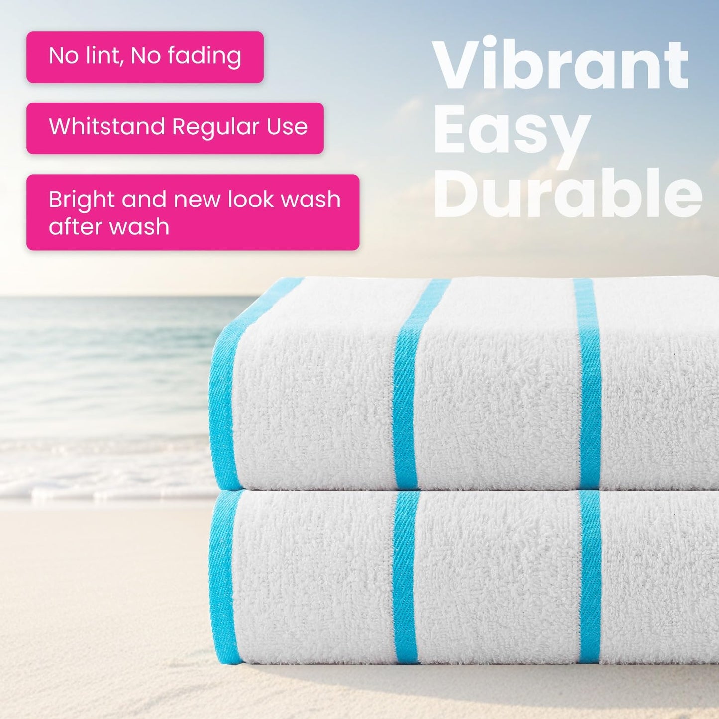 CASA COPENHAGEN Cabana Pool 4-piece set of large bath towels, 76x152 cm, 550 GSM, designed in Denmark, made from soft Egyptian cotton for bathroom