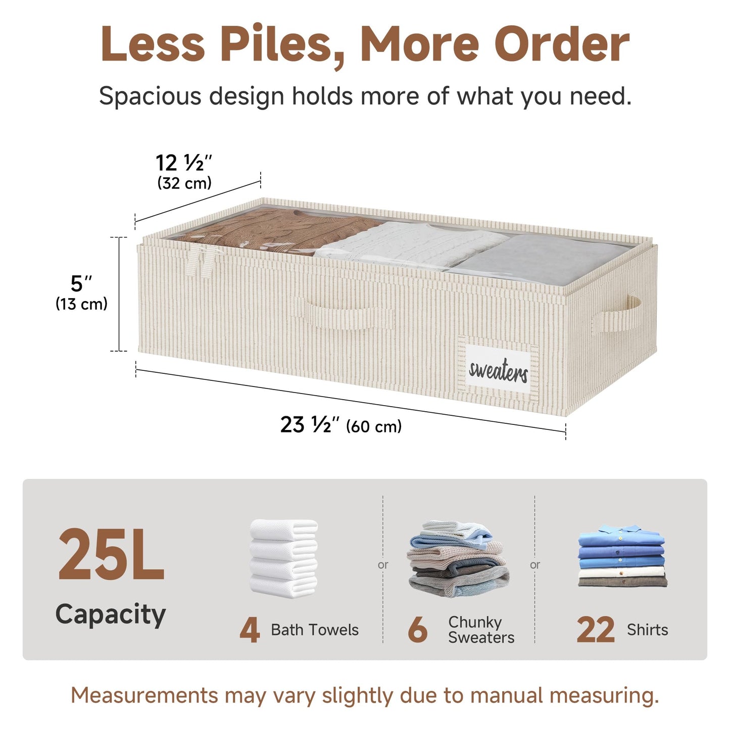 StorageWorks Under Bed Storage Containers with Handles and Label Holder, 2 Pack Ultra-thick Fabric Underbed Bins, Closet Organizer for Clothes