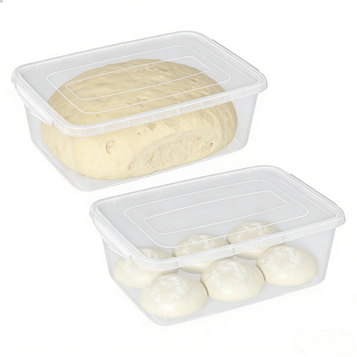 Parlynies 2 Packs 16 L Pizza Dough Proofing Box with Latching Lid, Clear
