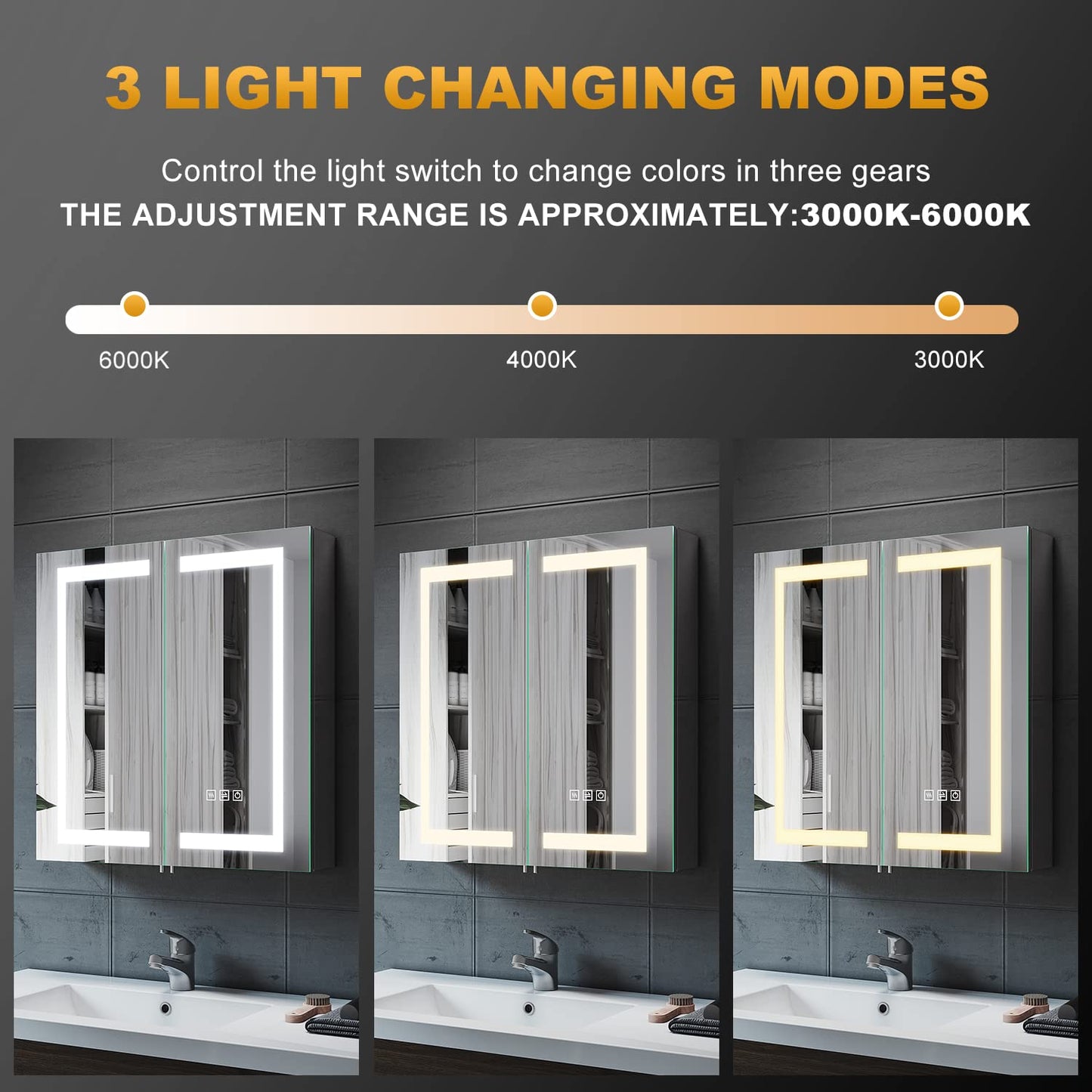 ELEGANT Modern LED Bathroom Mirror Cabinet with Shaver Socket, 630x650mm