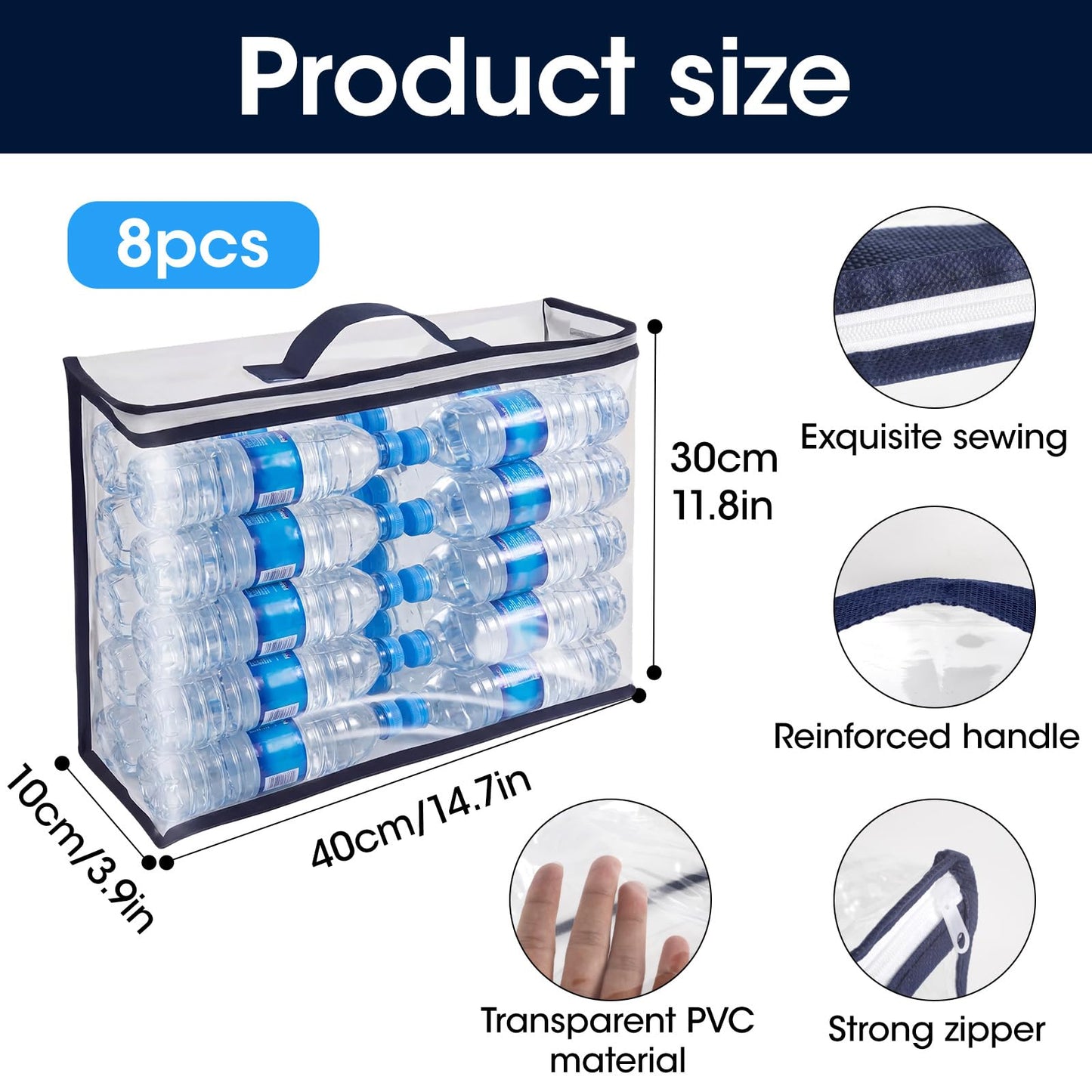 Dexpally 8pcs Clothes Storage Bags with Zips Clear Storage Bags Bedding Storage Clear Underbed Storage Bags for Closet Linen Sweater Bed Sheet