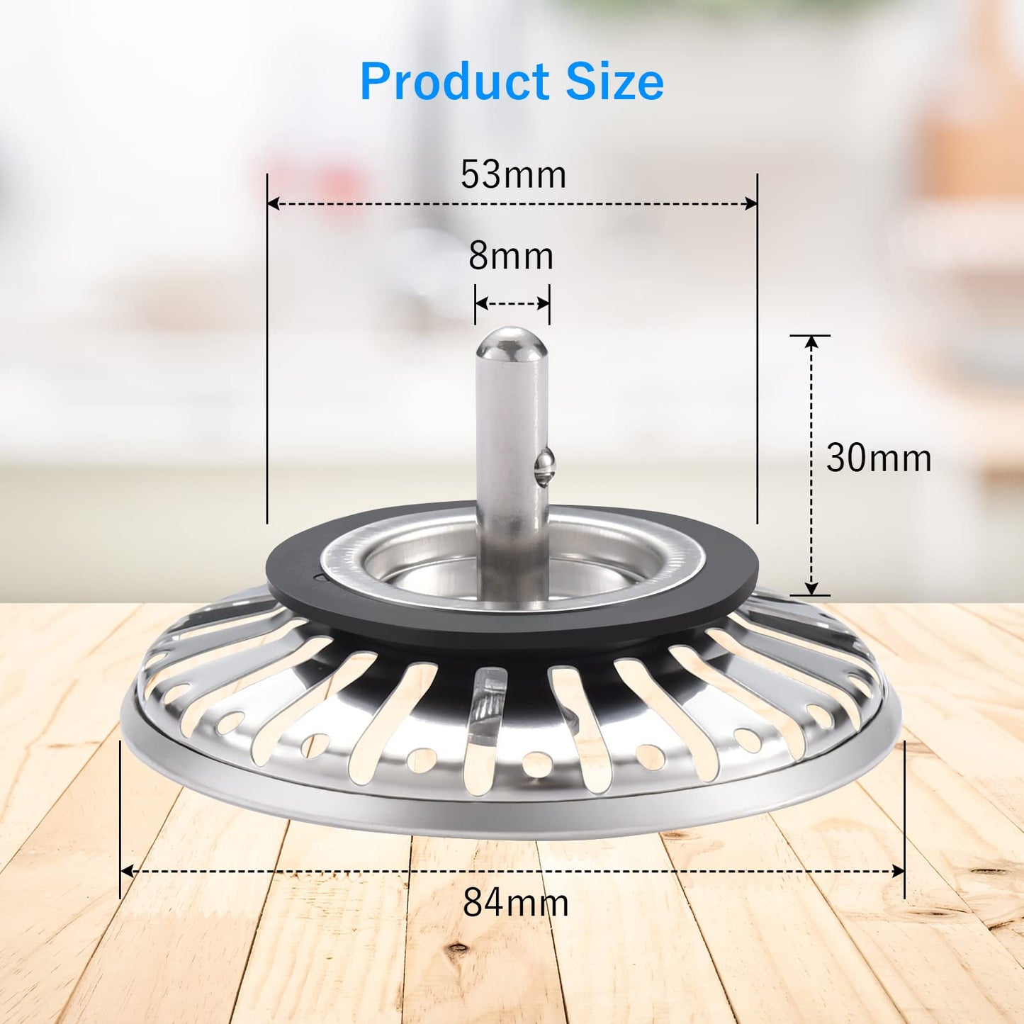 Upgraded Kitchen Sink Plug Strainer Stainless Steel Strainers Sink Plugs Replacement Drain Stopper for Food/Hair Catcher