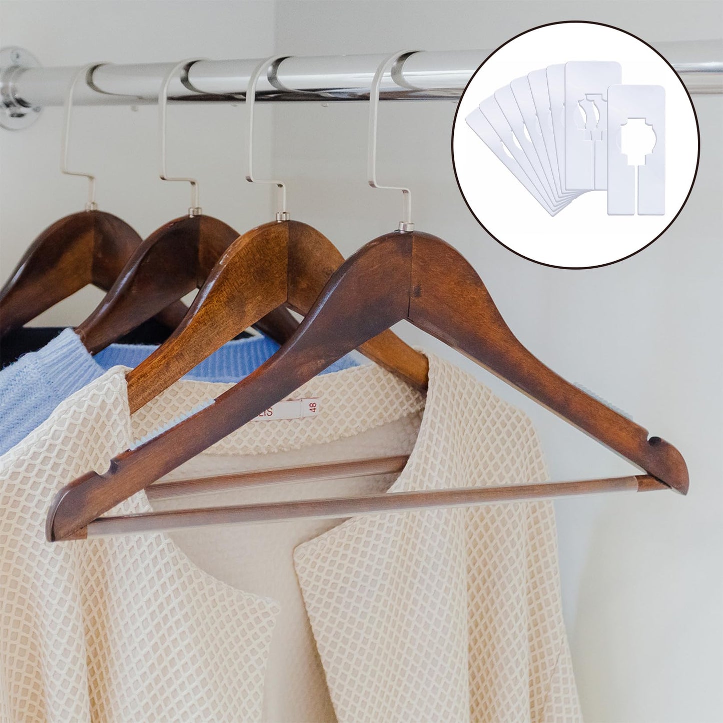 8 PCS Closet Rack Dividers, Clothes Hanger Divider, White Rectangular Clothing Rack Size Dividers