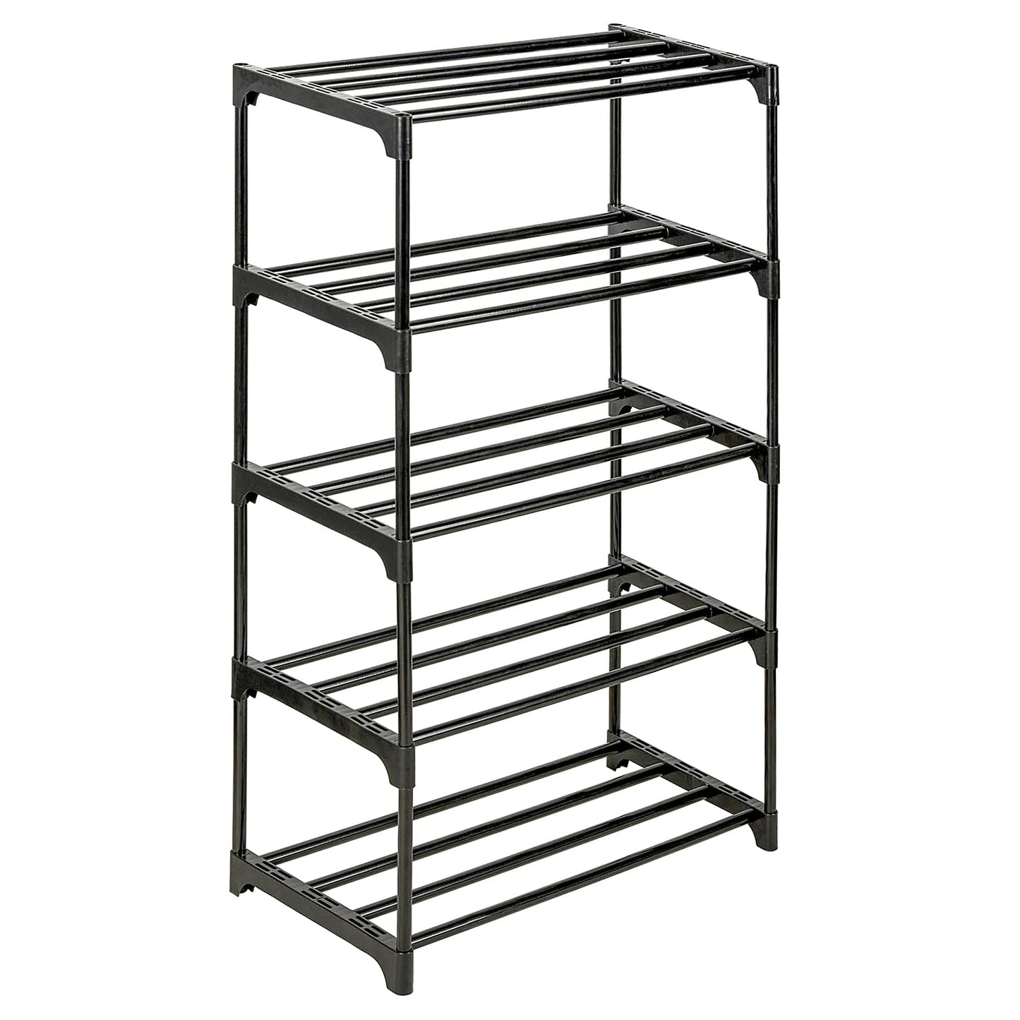Ywinler 5 Tier Shoe Racks, Metal Shoe Storage Organiser Tall Narrow Shoe Racks Stackable Slim Shoe Shelf for Hallway, Entryway, Living Room