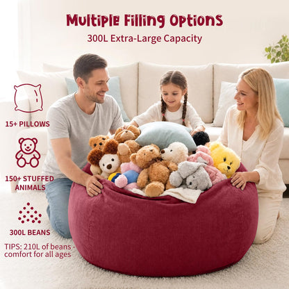Nobildonna 3 ft Bean Bag Chair Cover No Filler for Adults and Kids 300L Extra Large Stuffed Animal Storage Bean Bag Washable Soft Premium Corduroy