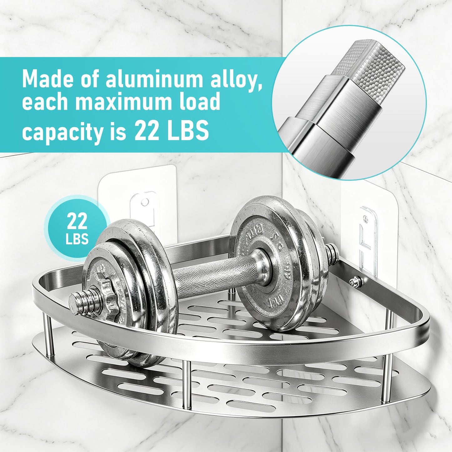 Suimlmta 3 Tier Corner Shower Caddy, No Drill Shower Shelf Organiser Wall Mounted Bathroom Shelves Storage Rack Fit for Showers Toilet Dorm Kitchen