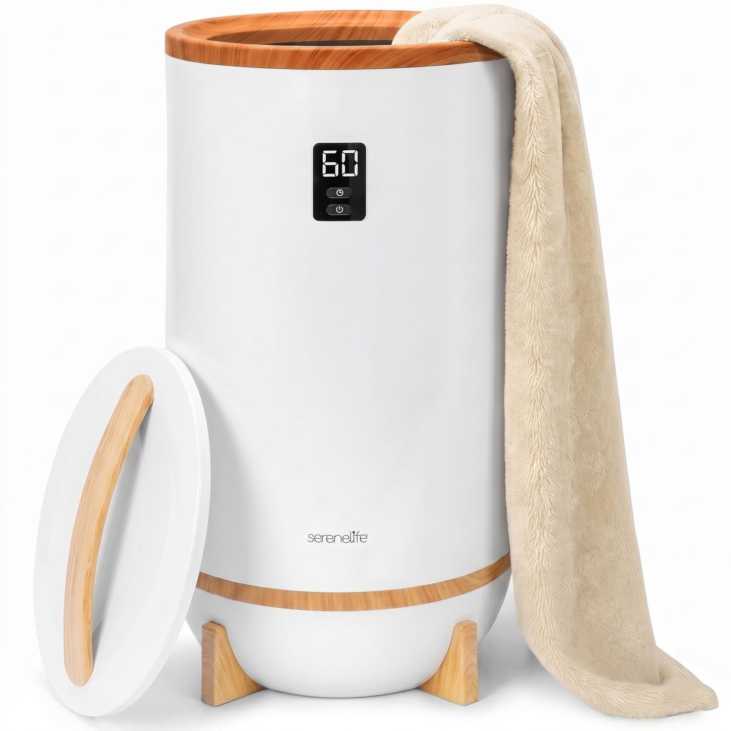 SereneLife Hot Towel Warmer Bucket w/ Customized Fragrance for Bathroom and Spa, Luxury Towel Heater Gift for Him or Her, Auto Shut Off, LED Display