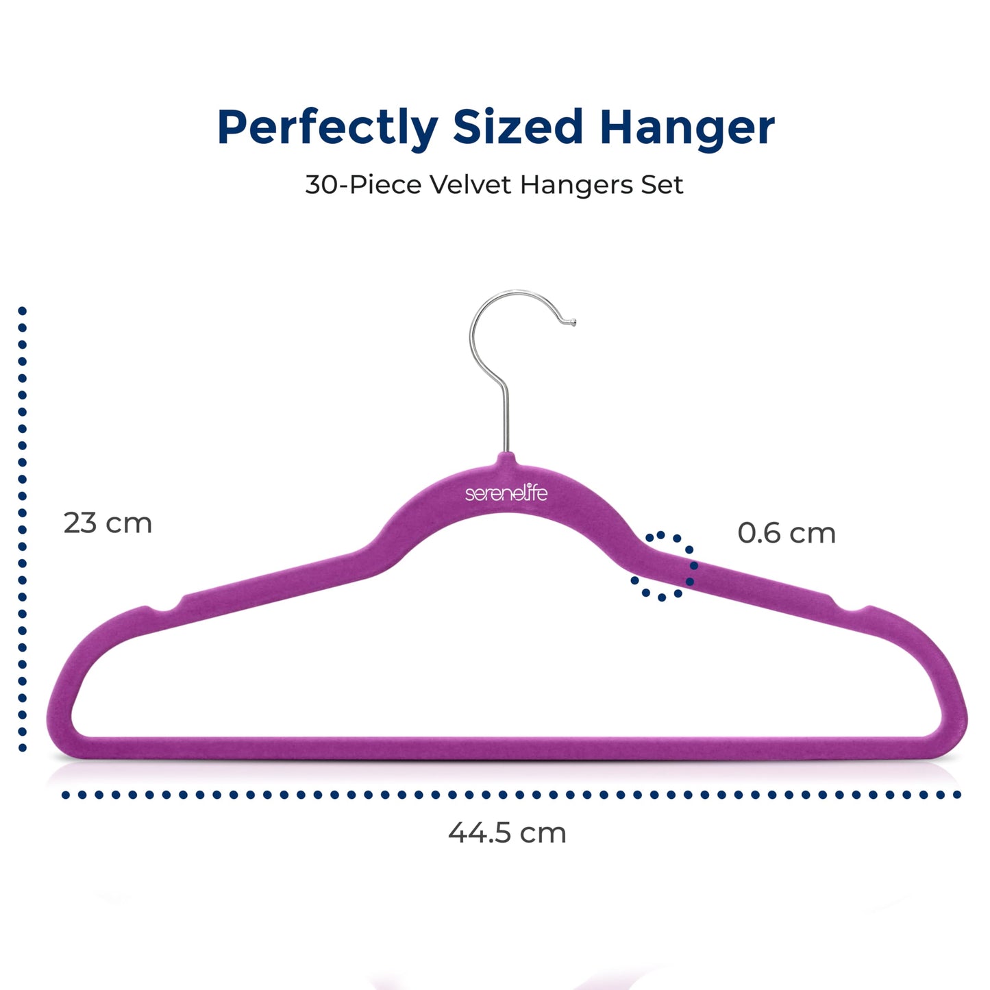 SereneLife Velvet Hangers, Purple, 30-Pack - Non-Slip Adult Coat Hangers