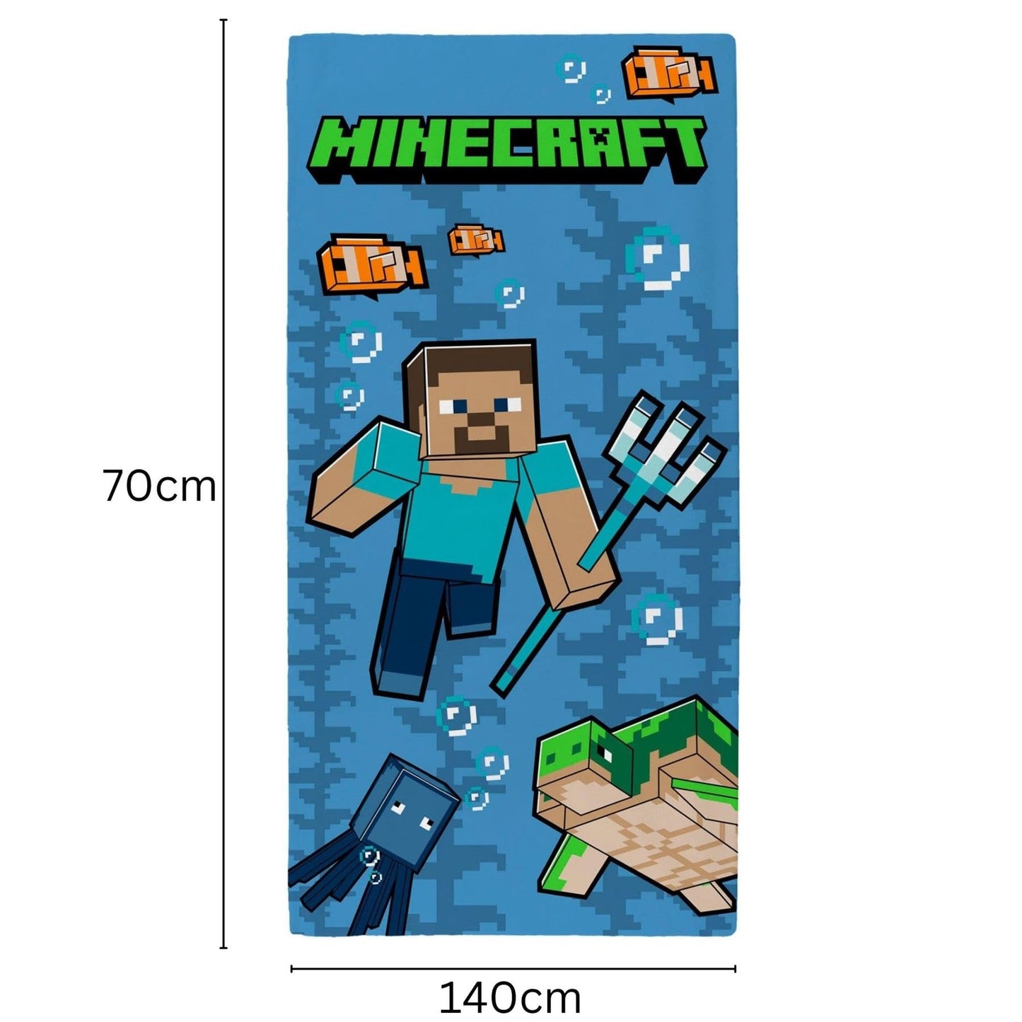 Minecraft Trident Printed Beach Towel Kids Game Towel