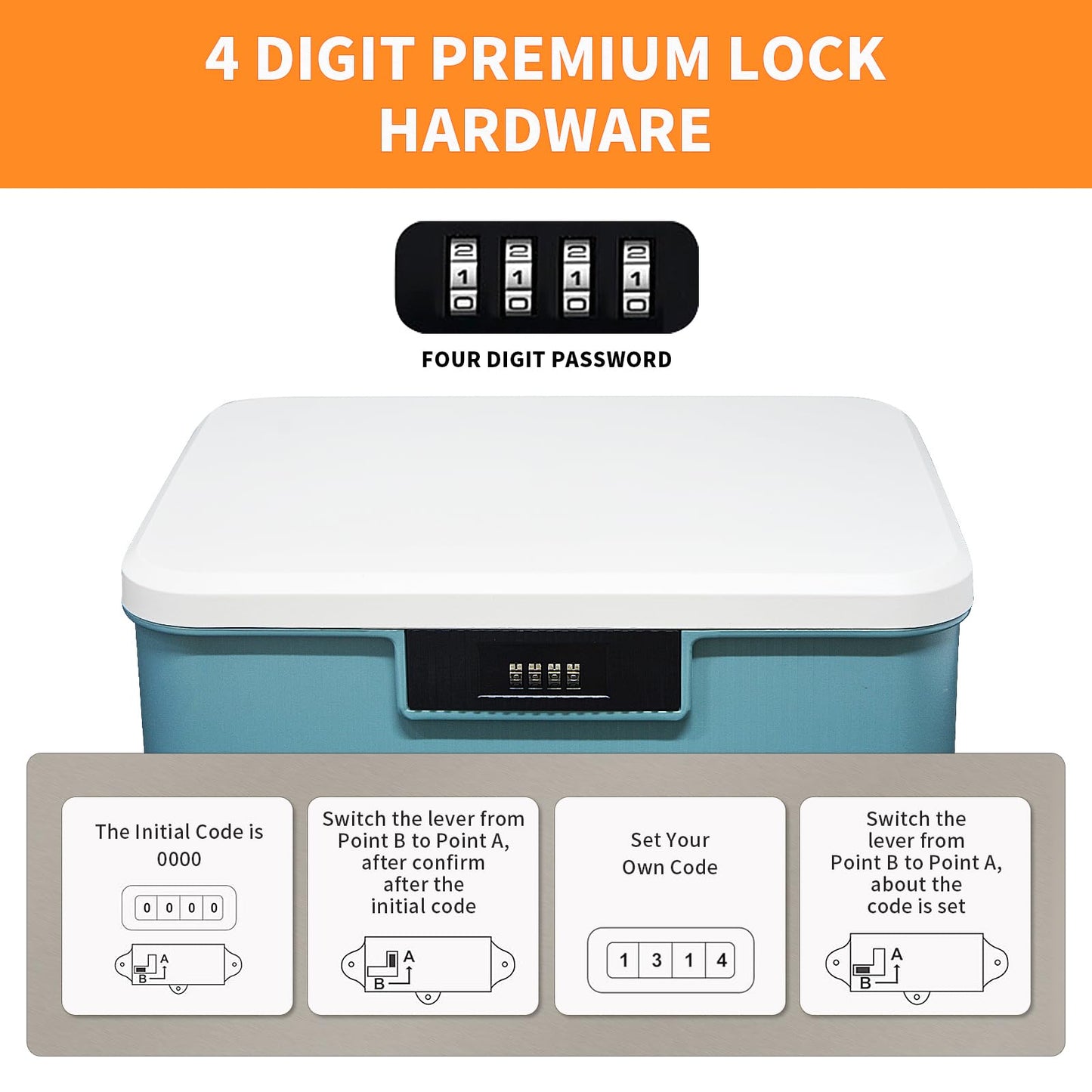Toolzia Lockable Medicine Storage Box with Combination Lock, Hygienic Medication Storage Organizer Household Security Stash Box Lightweight Storage
