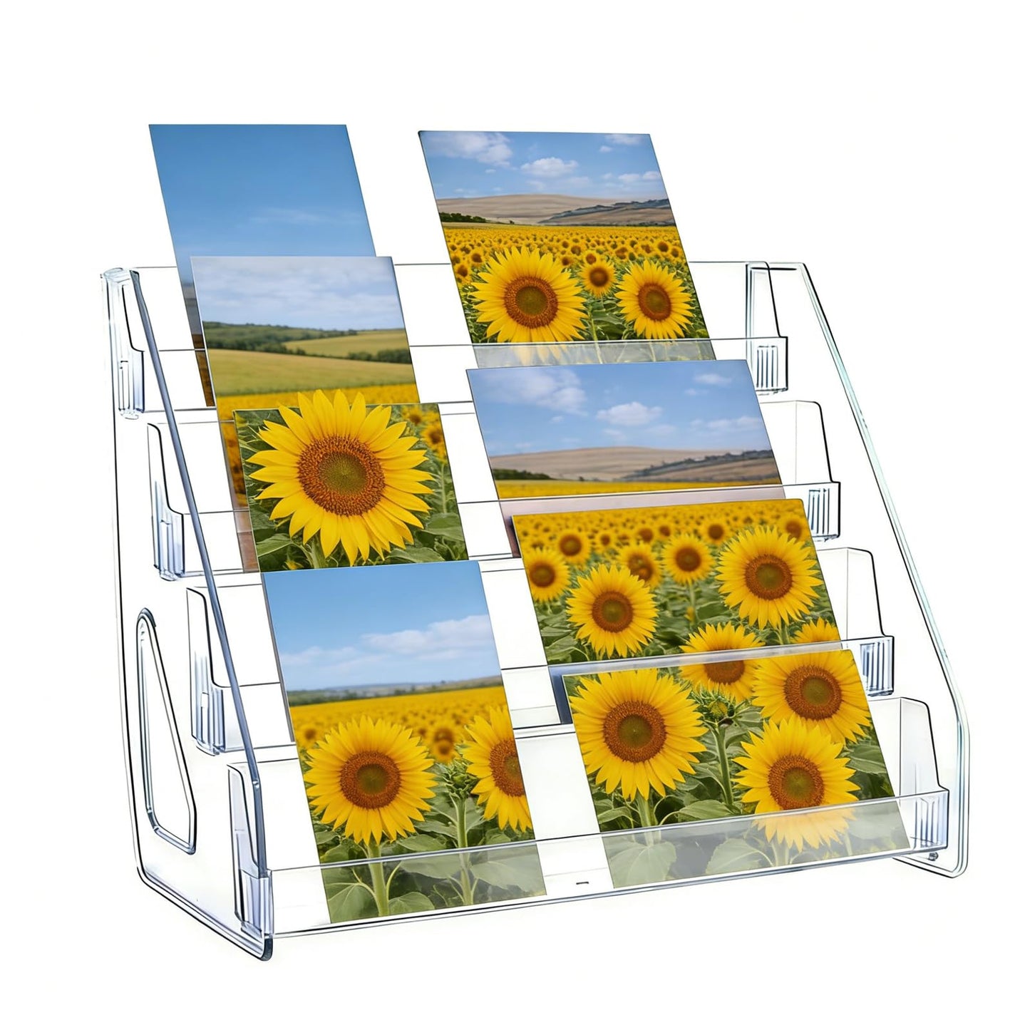 ZYNERY 4-Tier Acrylic Card Display Stand, Clear Card Stands for Display, Versatile Display Shelves For Greeting Card Organiser, Trading Card