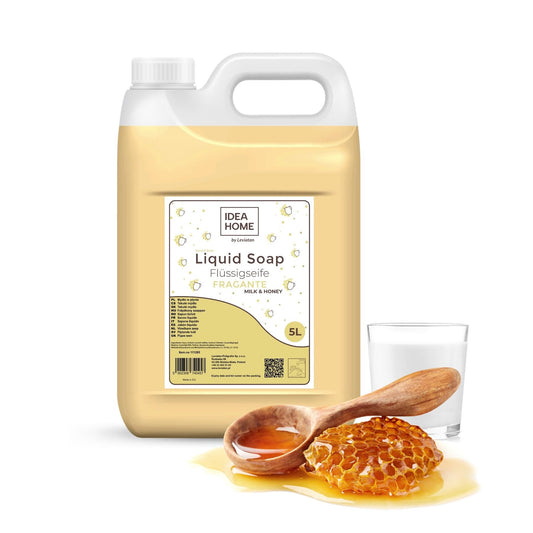 IDEA HOME FRAGANTE Hand Soap Liquid 5L - Soap Canister for All Skin Types - Good Foaming - Cream Soap Rich in Vitamins A, E, F and Minerals - Milk and