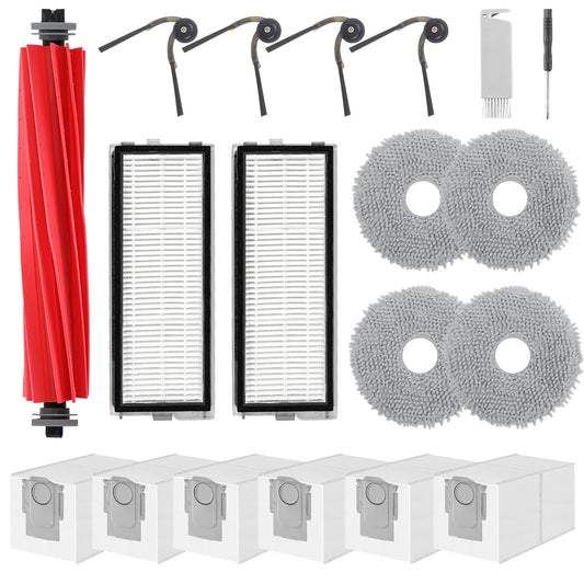 Spofan Accessories Replacement Kit for Roborock Qrevo Series - QV 35A/QV 35S, QR 598/QR 798 Robot Vacuum, 1 Main Brush, 4 Mop Cloth, 2 HEPA Filter, 4