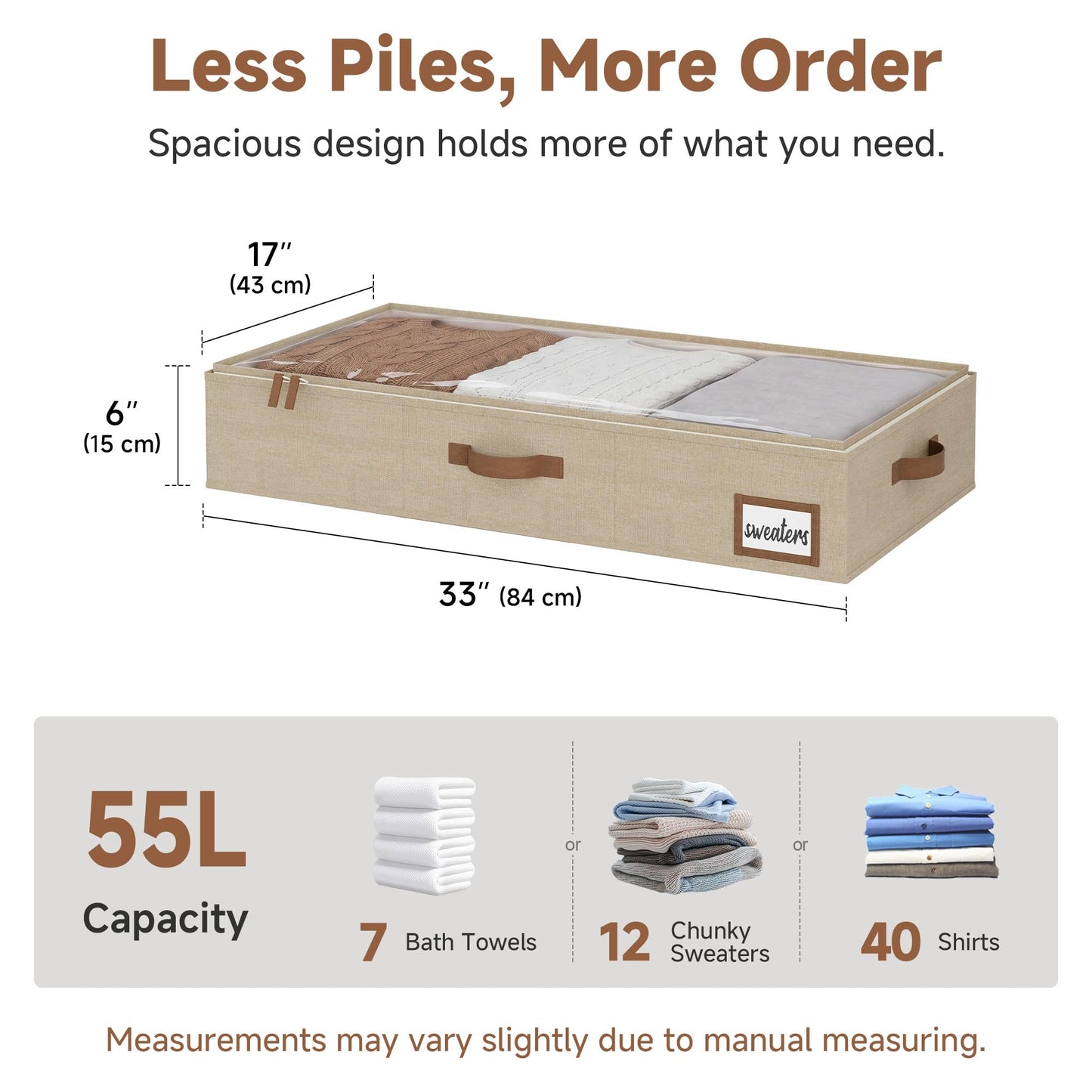 StorageWorks Underbed Storage Boxes with Lids, Large Under Bed Storage Box Containers for Bedroom Accessories Organising Clothes Bedding