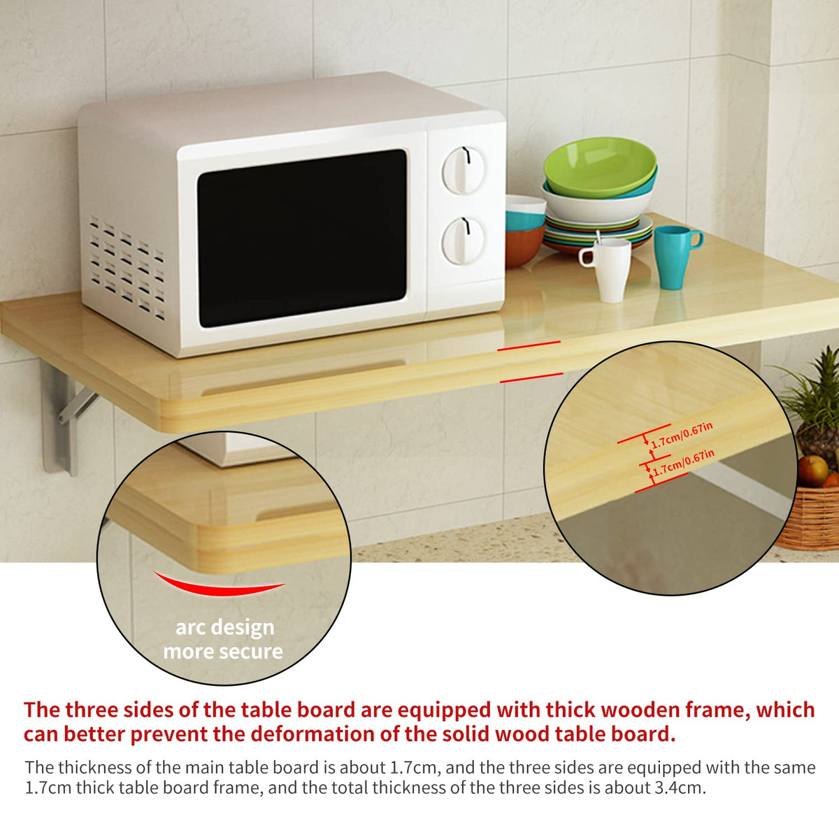 aleawol Wall Mounted Table Folding Floating Desk 60x40cm for Small Spaces
