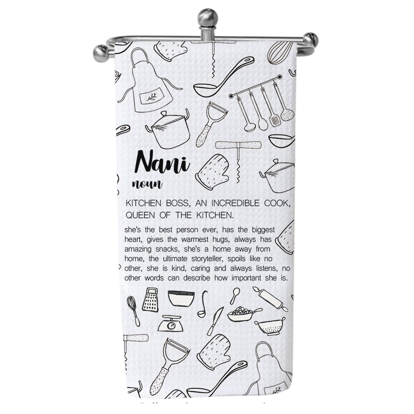 LEVLO Nani Gift Grandma Nani Kitchen Towel Nani Birthday Gifts Nana Kitchen Gifts Grandma Tea Dish Towel (nani noun towel 2uk)