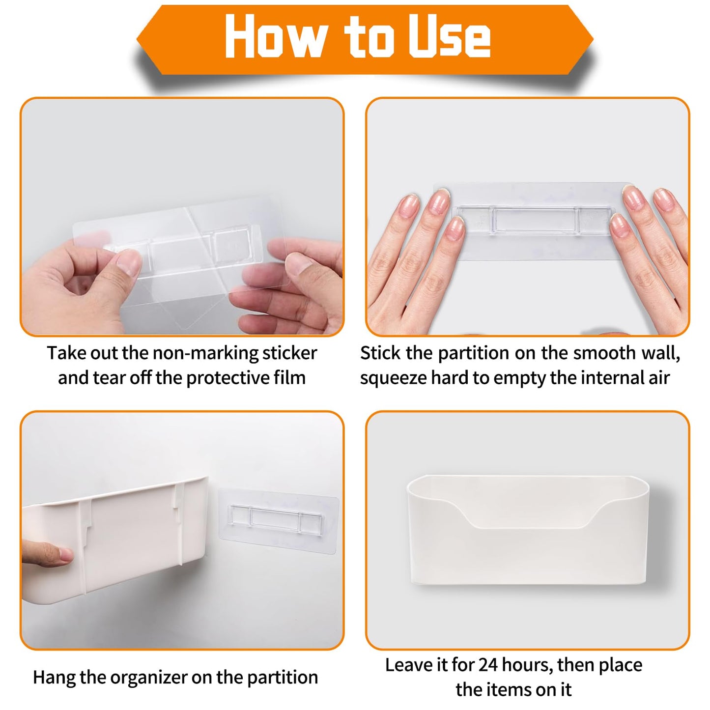 2 Pcs Cabinet Door Organiser with 2 Adhesive Pad, Under Sink Plastic Organizer, No Drilling File Holder for Mail Magazine