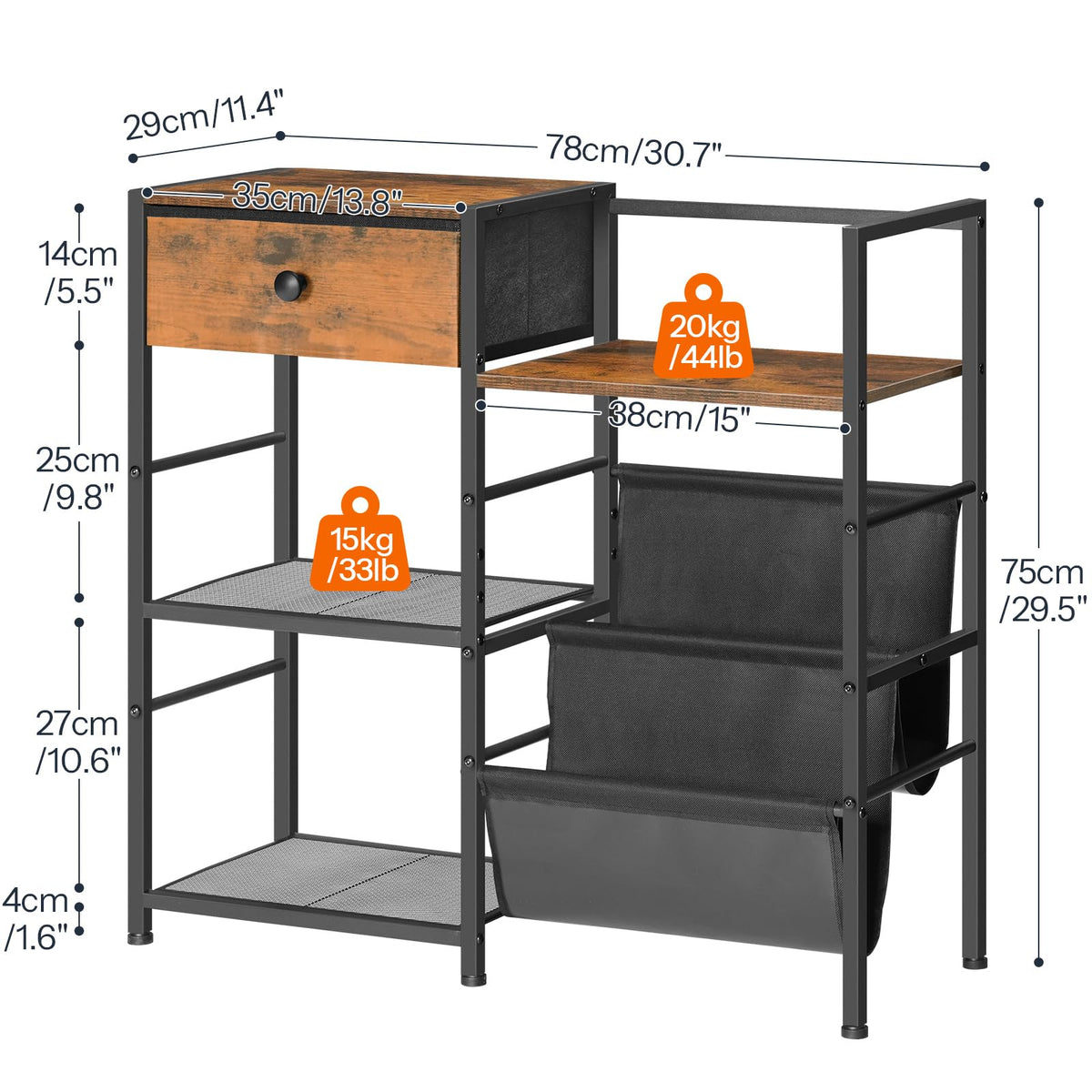 HOOBRO Record Player Stand, End Table with Vinyl Storage, 4 Tier Vinyl Record Storage, Side Table with Open Shelves, Turntable Stand for Living Room