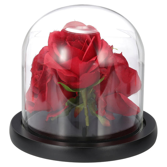 sourcing map Glass Cloche Display Dome, 4.7" x 4.7" Glass Dome Display Case Wood Base Tabletop Jar Case Decorative Bell Jar for Plant Home Decor