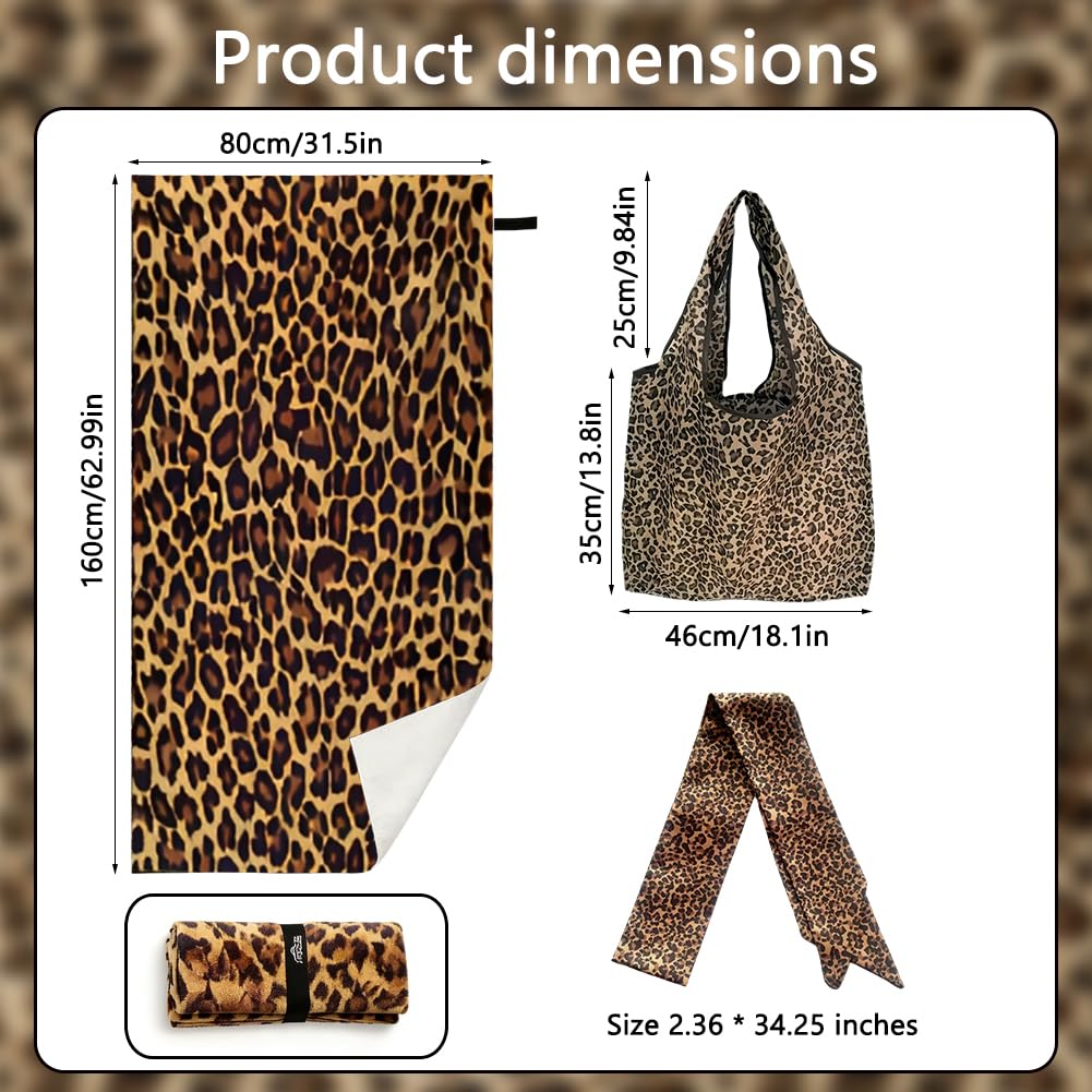 Vexthorion Leopard Microfibre Quick Dry Travel,Swimming Towel Set-160x80CM