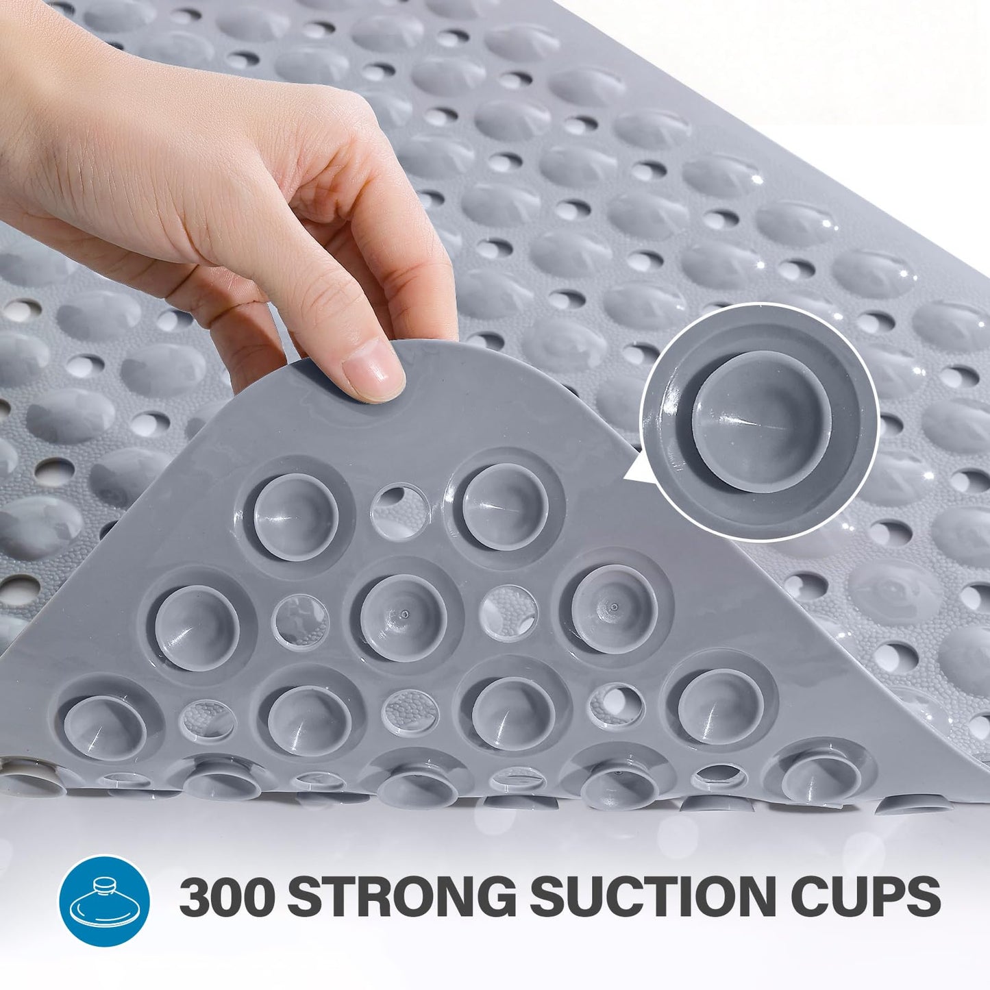 Smiry Non Slip Bath Mat with 300 Strong Suction Cups, 100x40cm