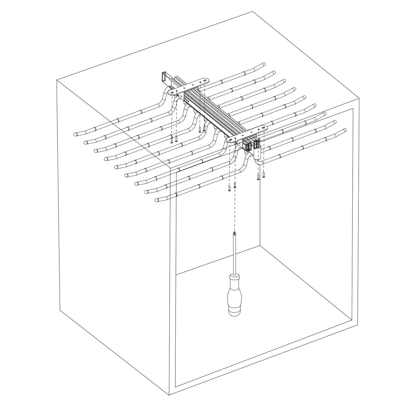 Emuca - Pull-out double trouser rack for wardrobe, pullout anti-slip hanger for 18 pairs of trousers, steel, chrome-plated.