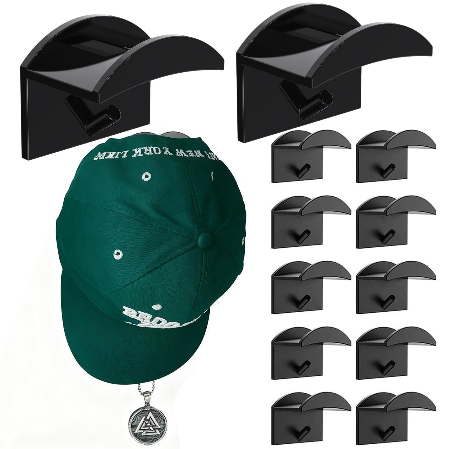 : GaoBangM 12 Pack Self Adhesive Hat Holder Cap Hooks Hat Rack for Wall
