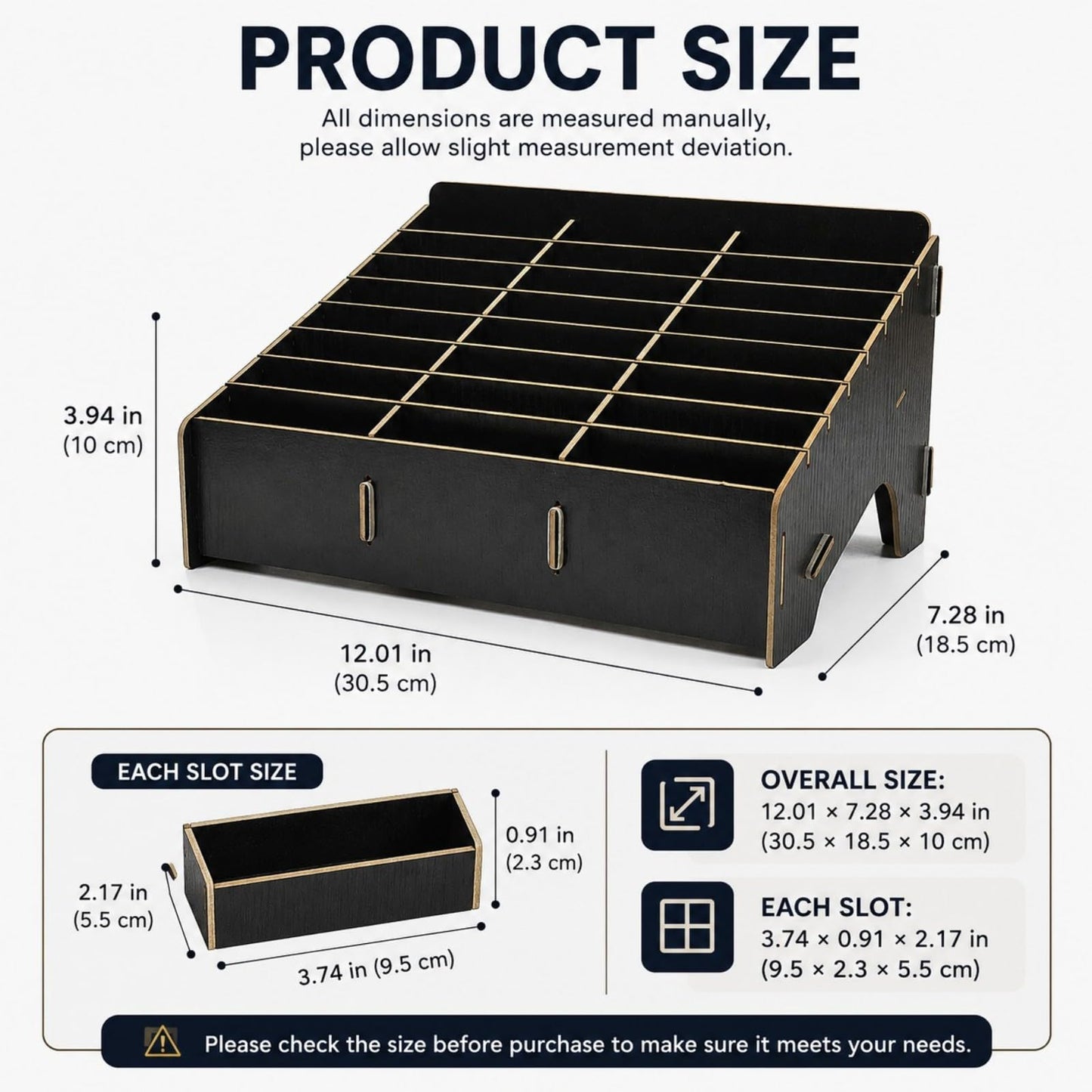 XICHENGSHIDAI 24-Slot Classroom Mobile Phone Holder, Black Wood Effect