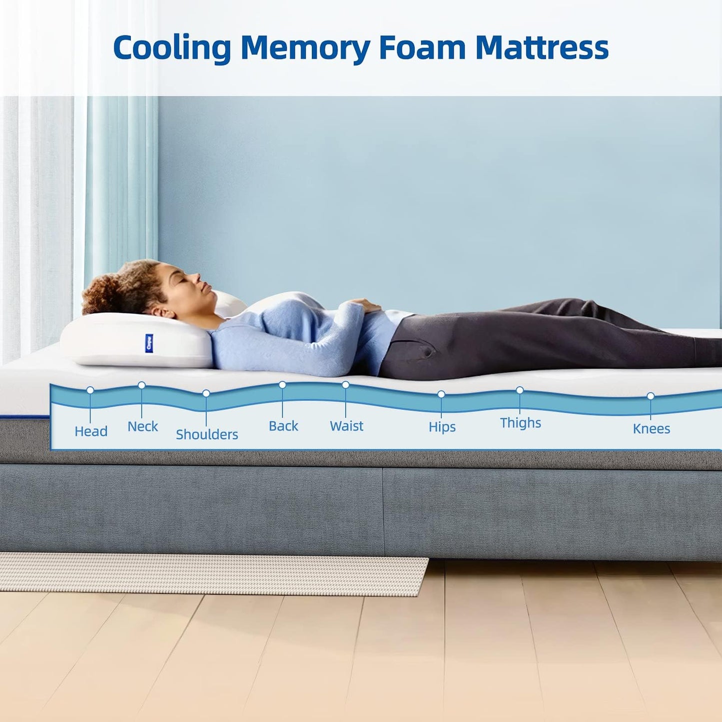 wowttrelax Single Memory Foam Mattress, 8 Inch with Soft Fabric, Skin-friendly Mattress, Breathable Cover, 2 Layer for More Supportive, Medium