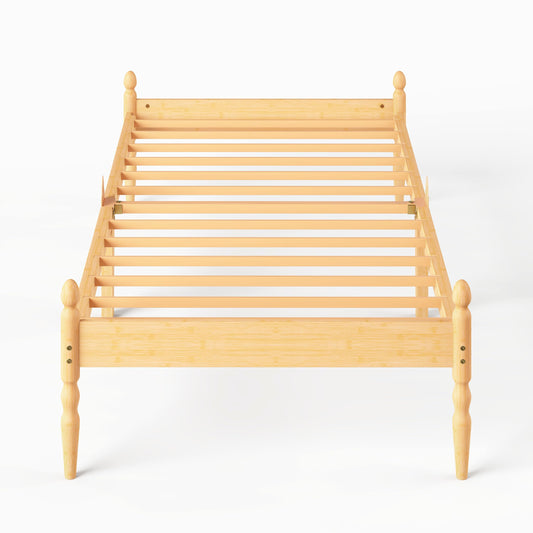 Hunlostten Wooden Single Bed Frame - Wood Platform Bed Frame Single with Metal Slats Support, Easy to Install, Noise Free, Sturdy, 35.5 cm High with