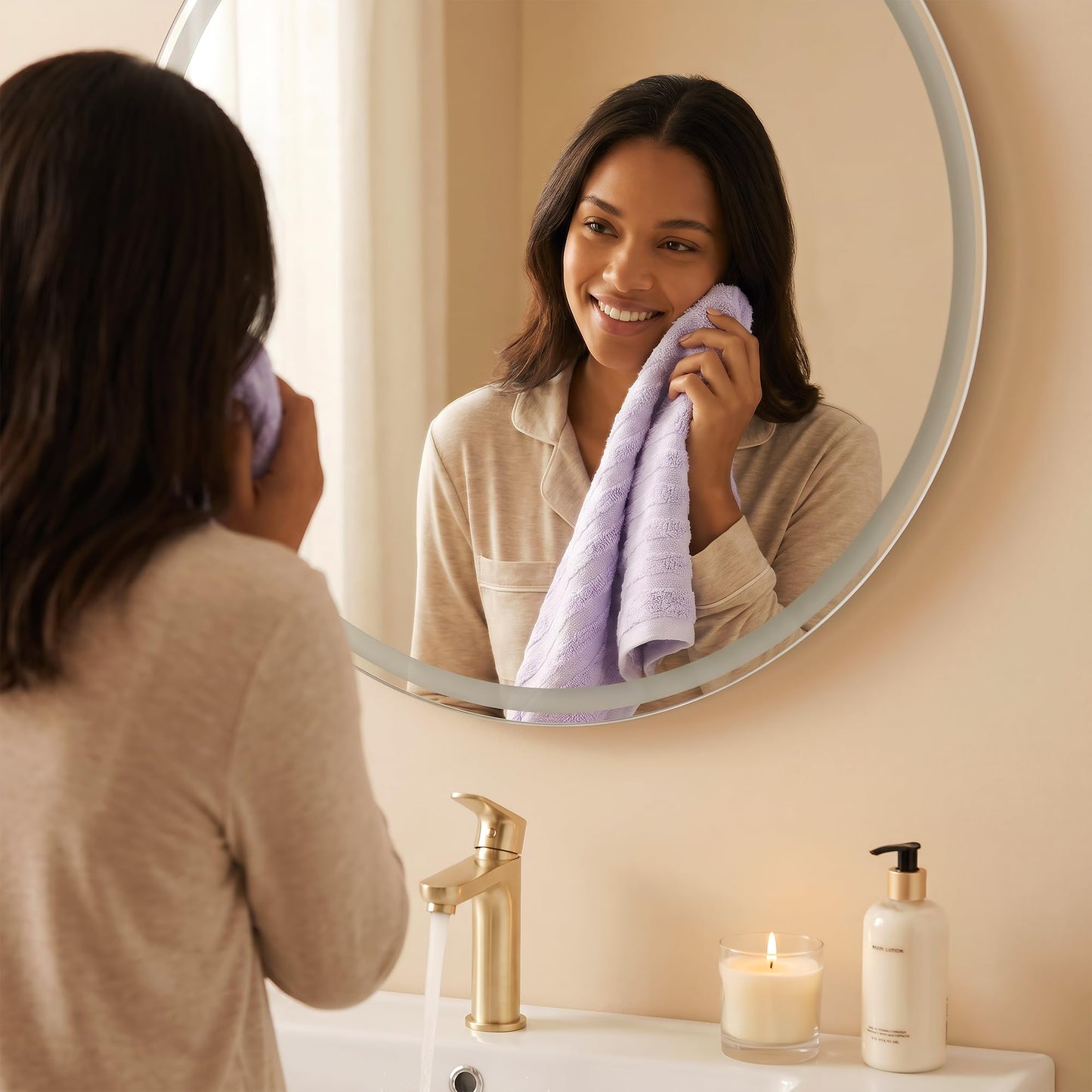 Vie TRIOMPHE Luxury Zero-Twist Cotton Hand Towels Set of 4, 34x80cm Ultra-Soft Long-Staple Cotton Face Towels