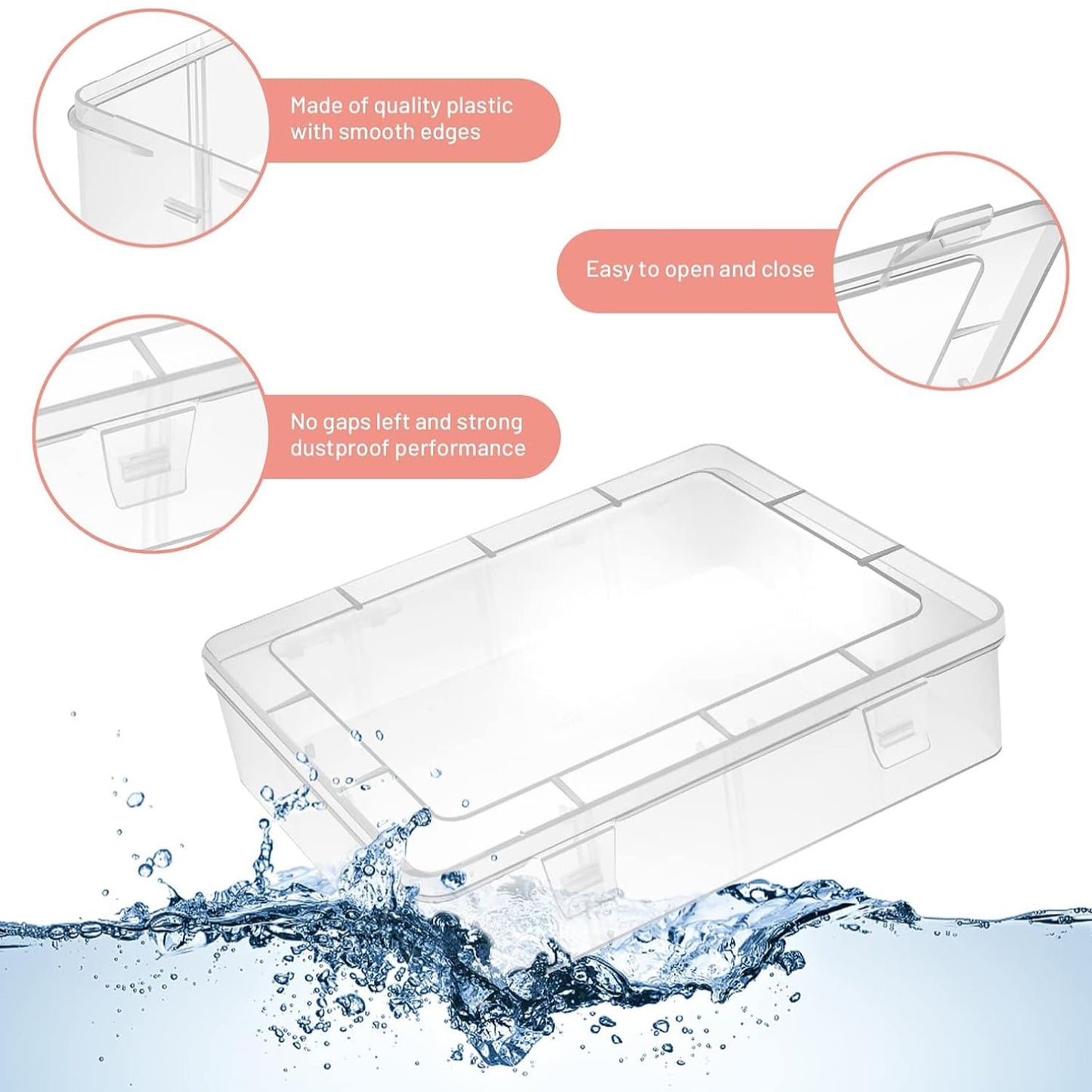Small Clear Box Bead Storage Plastic Containers with Lid 14 Pcs Compartments Boxes for Art Craft Beads Mini Seeds Jewellery Screw Button Small Items