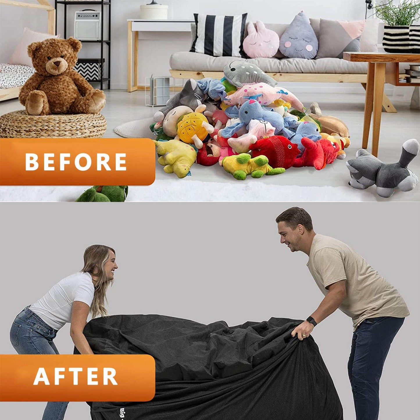 HULKAY Bean Bag Sofa Mini Chair Cutton Filled Couch, Snuggle Reading Couch for Boys & Girls Comfy Single Armchair for Bedroom Nursery or Living