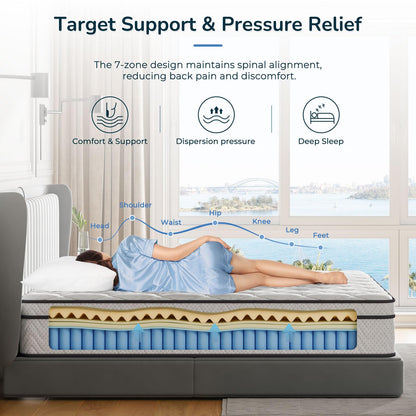 Vesgantti Single Mattress Hybrid Mattress Medium Firm 90x190x26cm