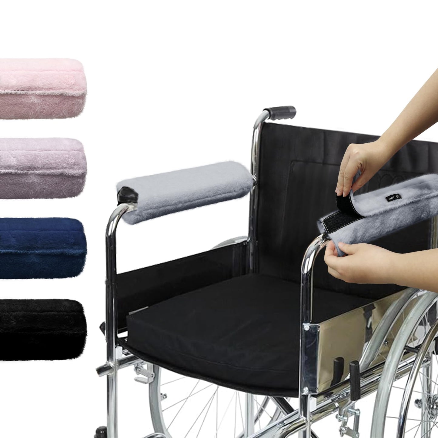 SPRING SEAON Wheelchair Armrest Pads Covers Fuzzy Desk Chair Arm Pads Soft