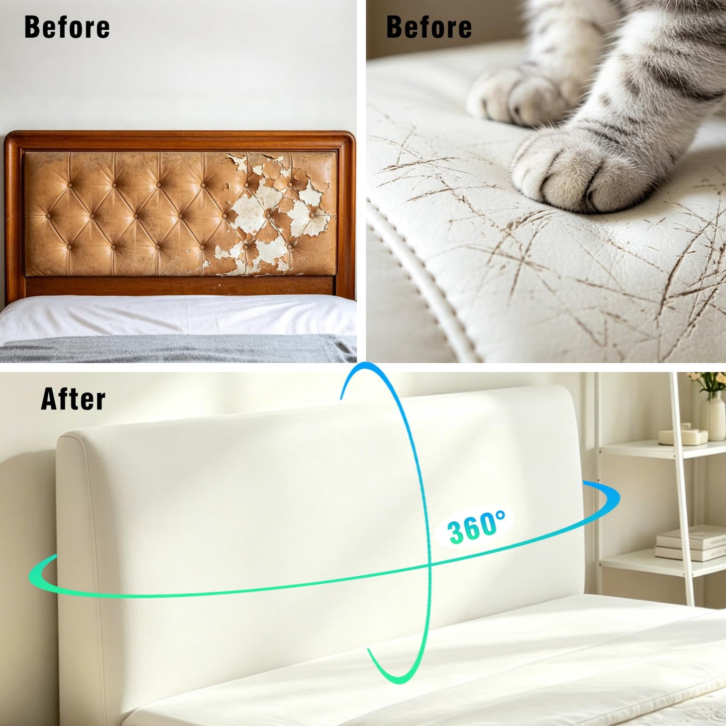 Stretch Headboard Cover, Bed Headboard Cover, Dustproof Headboard Wrap, All-Inclusive Bed Head Protector for Single/Double/King/Super King Bed