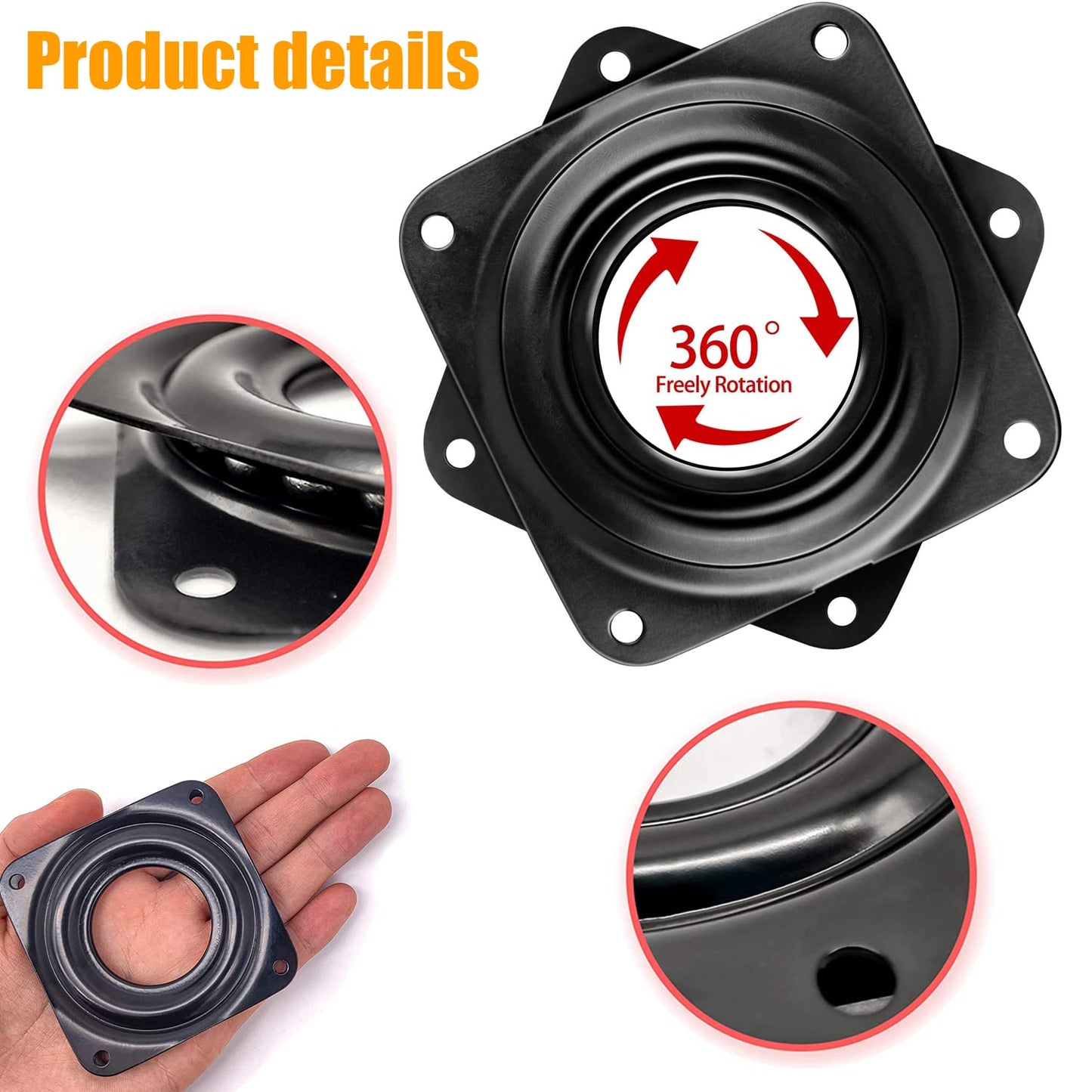 4 Pcs Lazy Susan Bearing, Square Bearing Turntable Plate, Square Rotating Swivel Plate, Square Turntable Bearing Plate