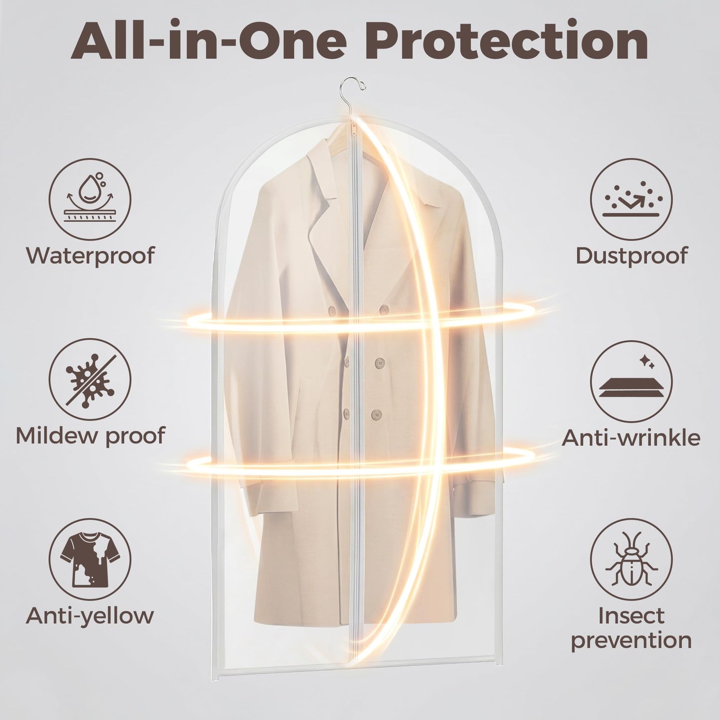 Ipow 6 Pack Garment Bags 60x120cm, 47in PEVA Translucent Suit Covers