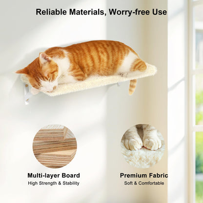 FUKUMARU Cat Wall Shelves, Stable & Safe 4 in 1 Large Cat Walls Furniture Set, Wooden Kitten Climbing Wall with Scratching Post for 16 Inch Drywall -