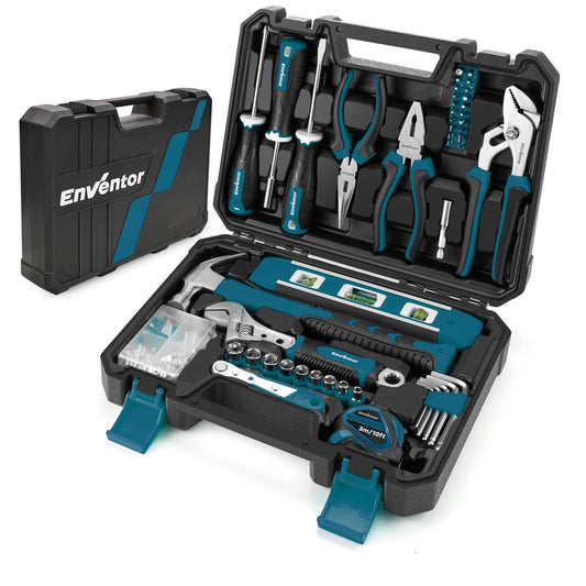 Enventor Home Tool Kit Set, 108PCS General Household Hand Tool with Storage Toolbox, Blue