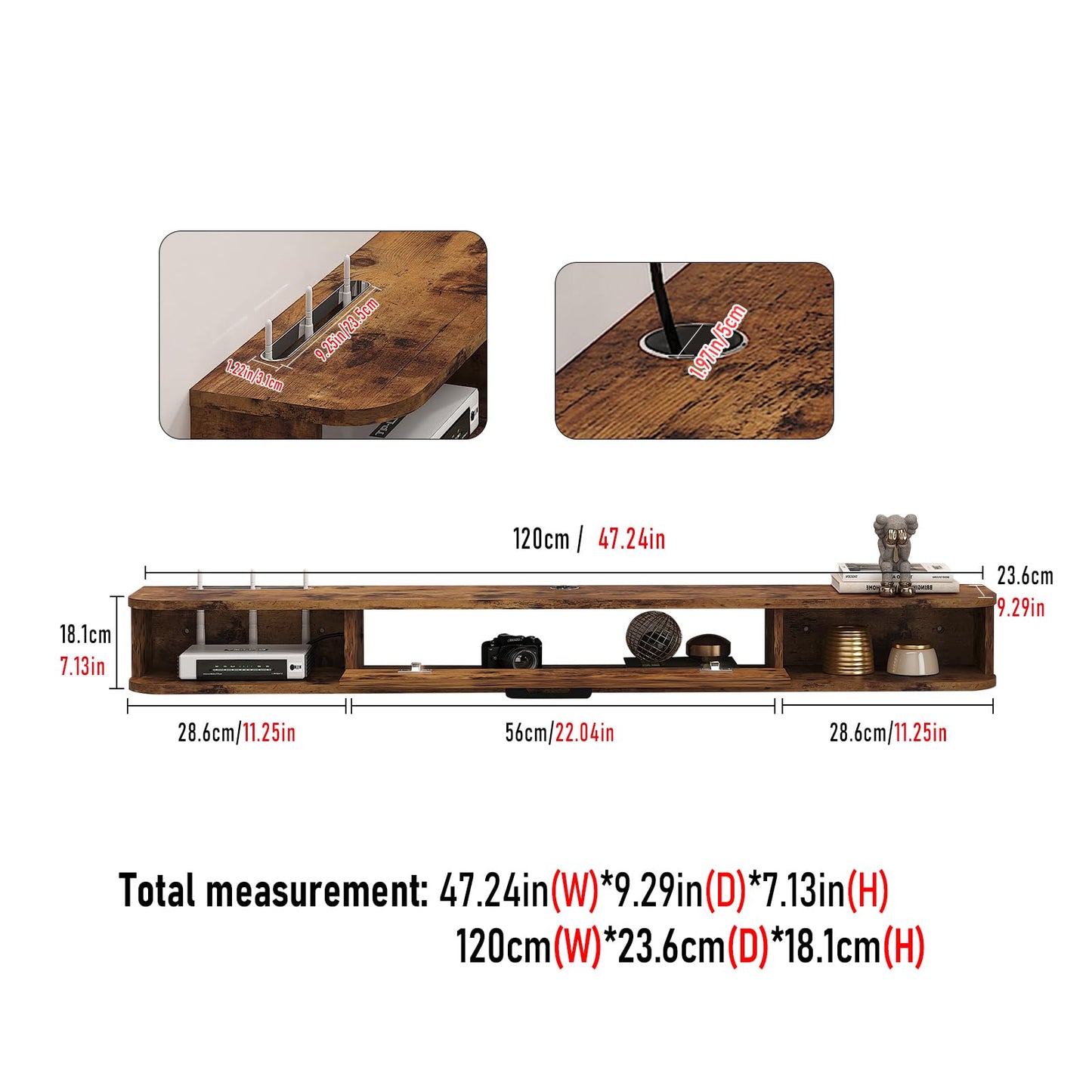 Pmnianhua Floating TV Unit, Wall Mounted TV Cabinet, Floating Shelves with Door, Modern Entertainment Media Console Center Large Storage TV Bench for