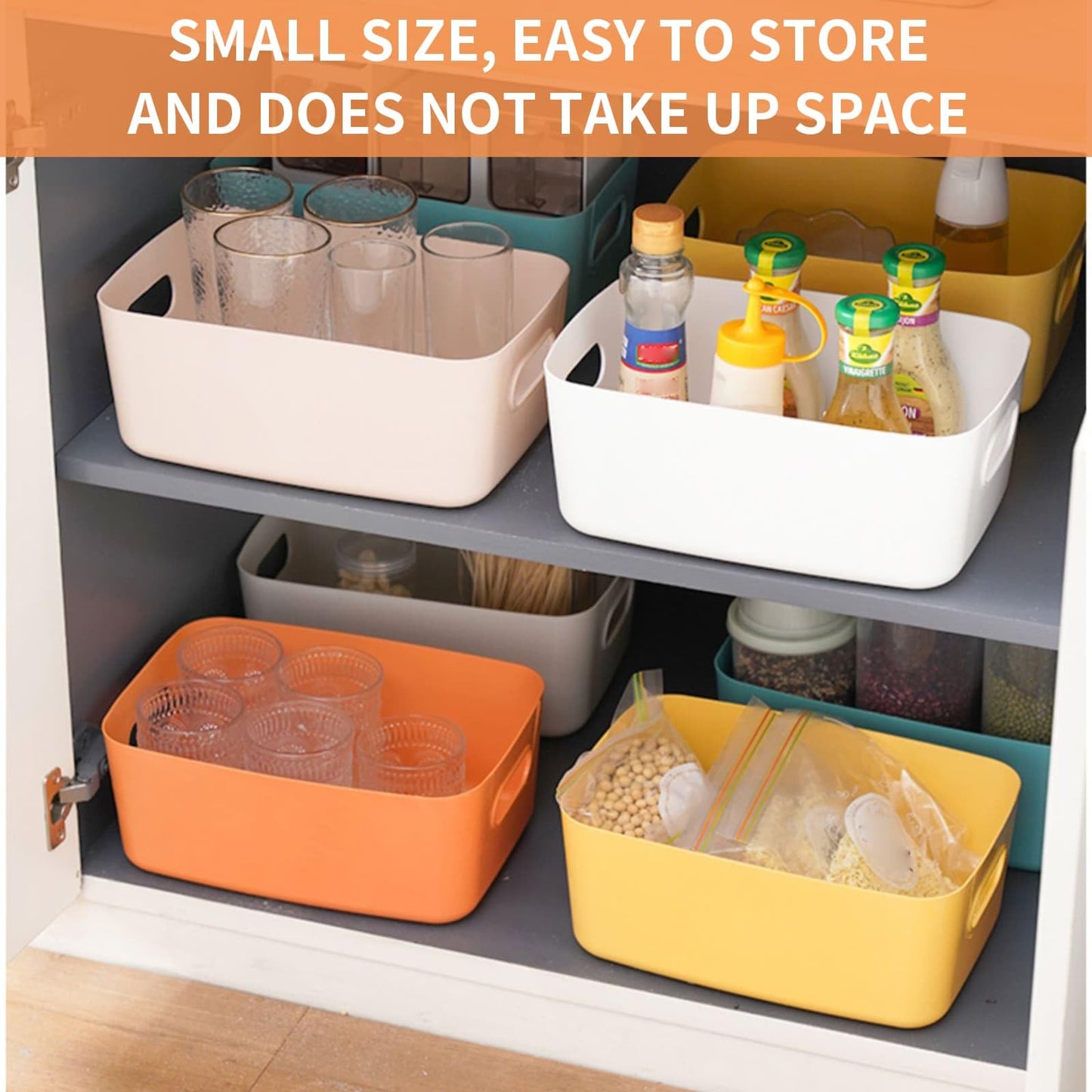 Eidoct 7PCS Plastic Storage Boxes, Stackable Cupboard Organiser
