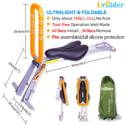 UrRider Child Bike Seat, Front Mount Kids Bike Seat,Fits Most Mountain Bikes, Portable, Tool-Free, Quick-Release,ultra-light, Toddler Bike Seat for