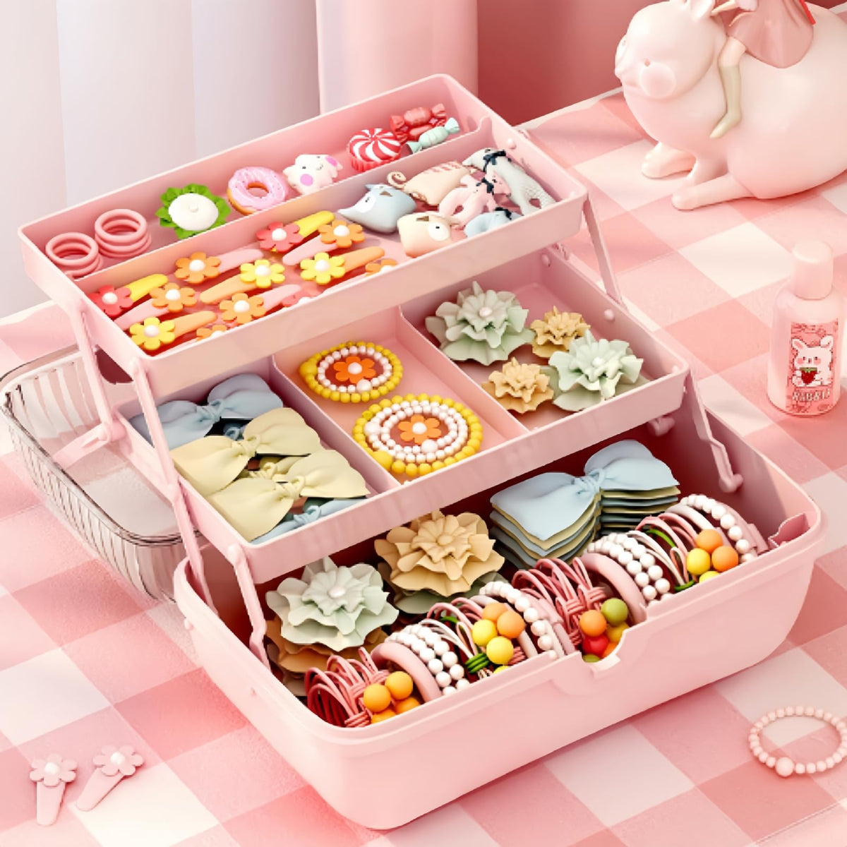 Michear 11'' Three-Layer Clear Plastic Storage Case for Art Craft and Cosmetic, Organizer Storage Box with Handle for Sewing, Makeup, Medicine, Nail
