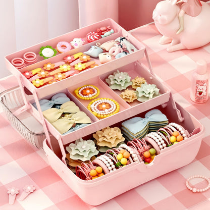 Michear 11'' Three-Layer Clear Plastic Storage Case for Art Craft and Cosmetic, Organizer Storage Box with Handle for Sewing, Makeup, Medicine, Nail