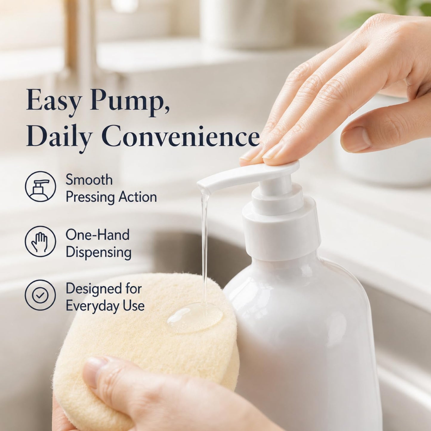 2 Pcs Soap Dispenser, 500ML/17oz Pump Bottle Dispenser, Empty Refillable Shampoo and Conditioner Bottles for Bedroom Kitchen Lotions Washing Up